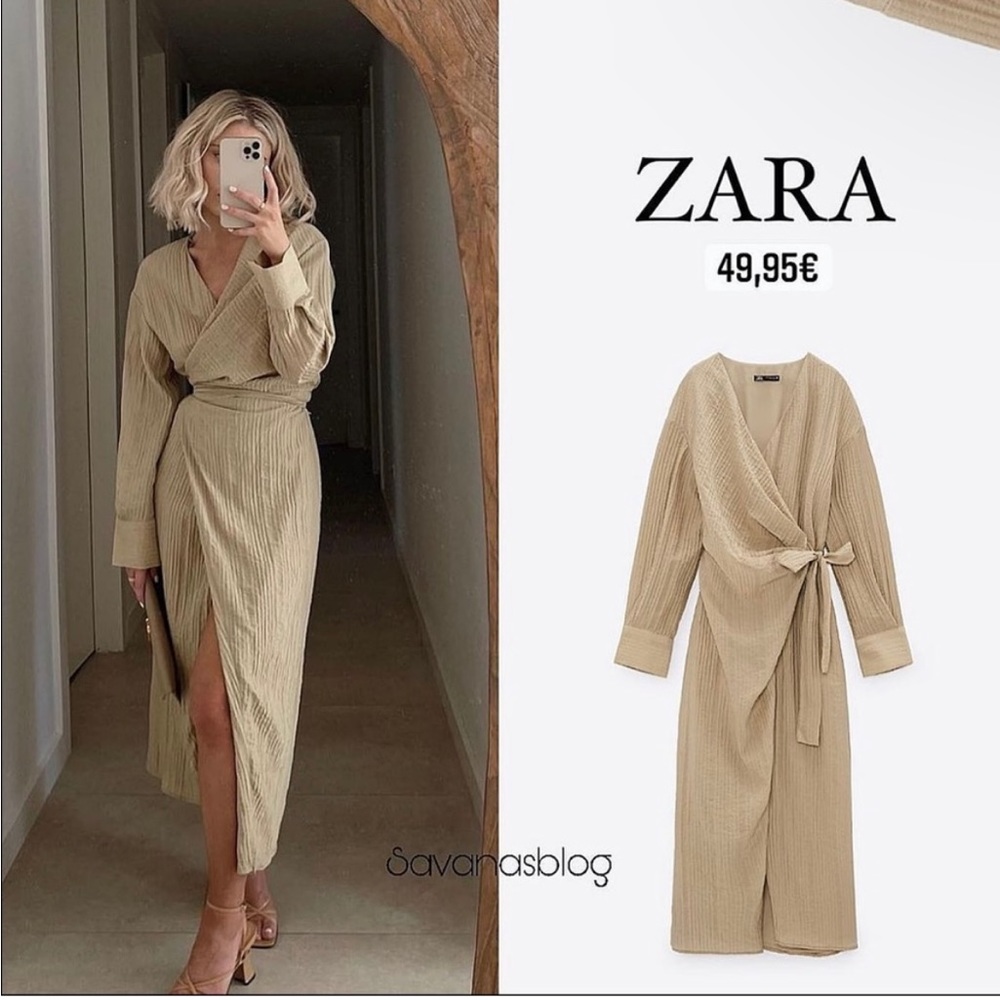 Zara textured wrap dress